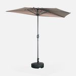 SWEEEK Parasol de balcon Ø250cm  – CALVI – Demi-parasol droit, mât central en aluminium avec manivelle d'ouverture. Coloris disponibles : Vert, Marron, Orange, Gris, Beige