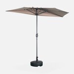 SWEEEK Parasol de balcon Ø250cm  – CALVI – Demi-parasol droit, mât central en aluminium avec manivelle d'ouverture. Coloris disponibles : Marron, Vert, Gris, Beige, Orange