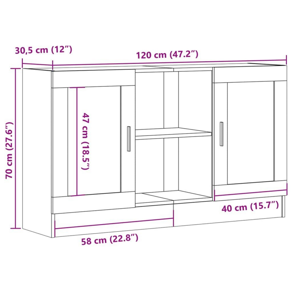 VIDAXL Buffet vieux bois 120x30,5x70 cm bois d'ingenierie