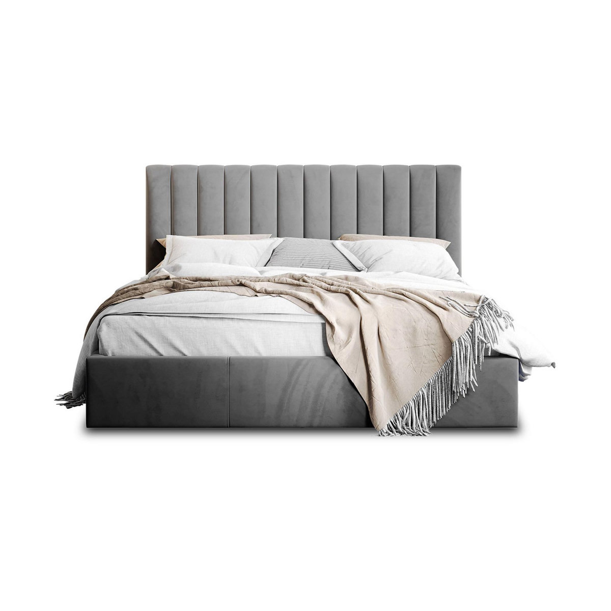 BEST MOBILIER Rosario - lit coffre - 160x200 - sommier inclus - en velours