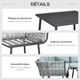 Voir la diapositive 6 : OUTSUNNY Salon de jardin d'angle 5 places 4 pièces coussins inclus alu. résine tressée gris