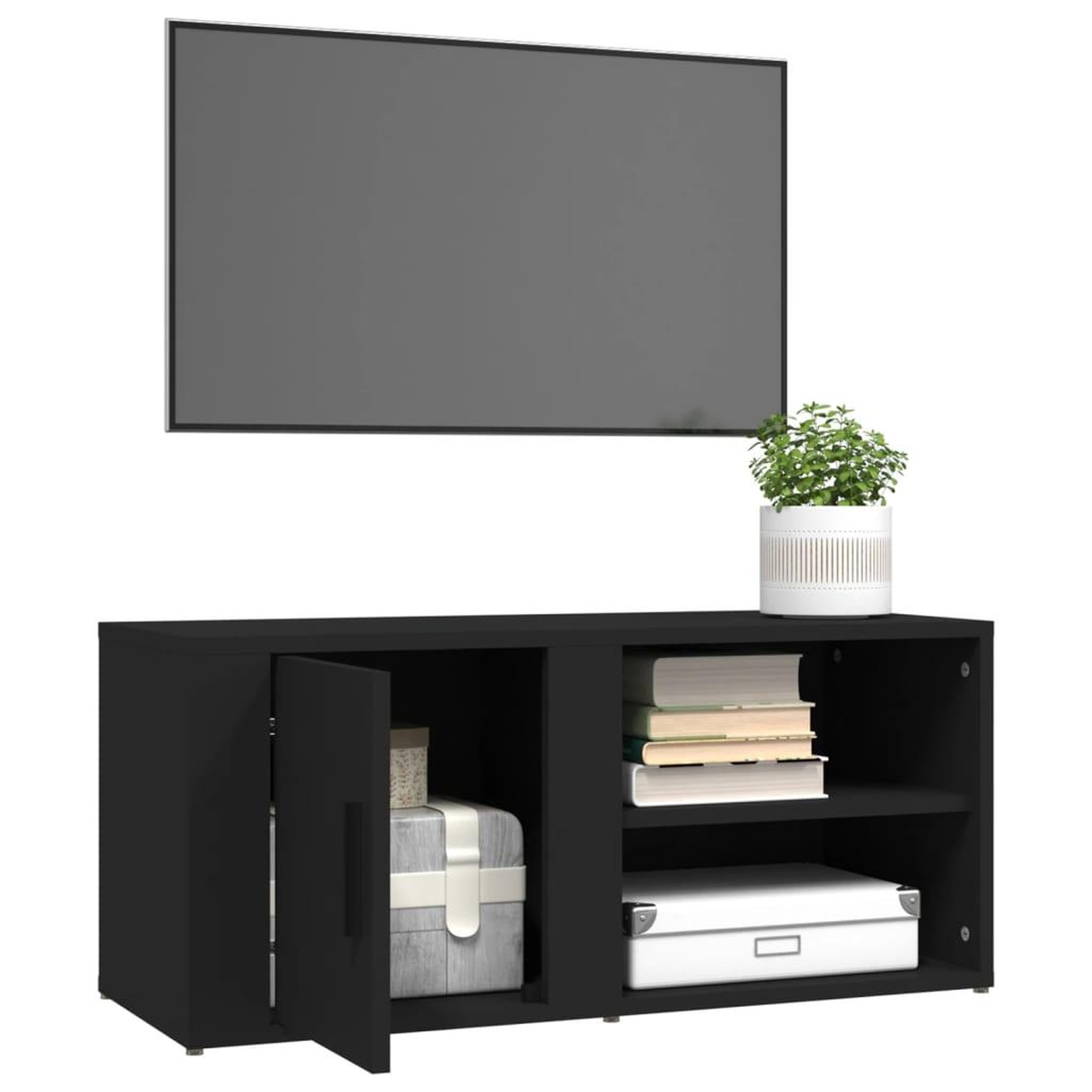 Voir la diapositive 5 : VIDAXL Meubles TV 2 pcs Noir 80x31,5x36 cm Bois d'ingenierie