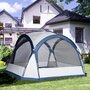 OUTSUNNY Tente de camping dôme familiale 6-8 personnes - 4 portes en filet zippées, tissu Oxford amovible, crochet lampe, sac de transport - dim. 350L x 350l x 230H cm - blanc bleu