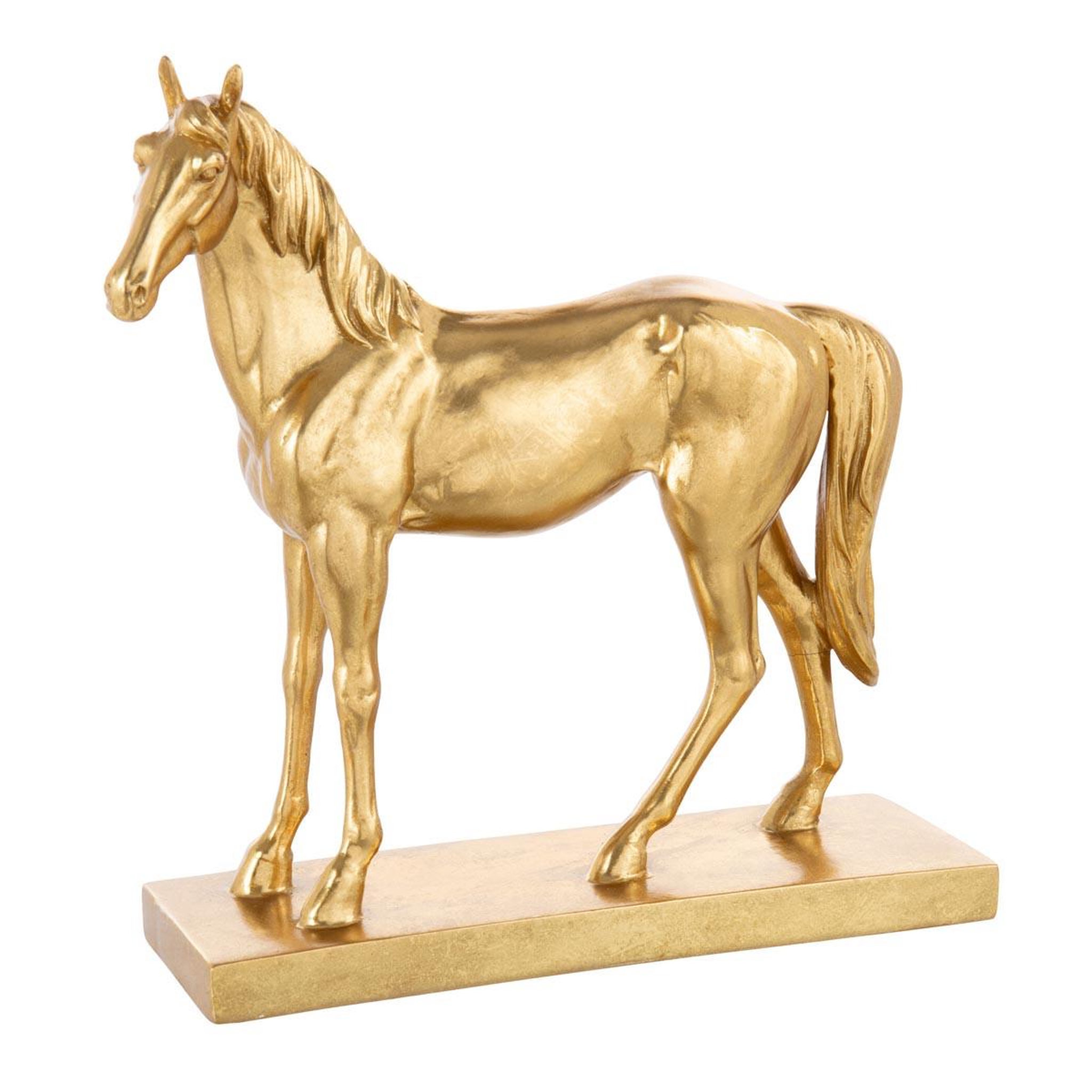 J-LINE Statuette cheval sur socle  hollywood  37cm doré