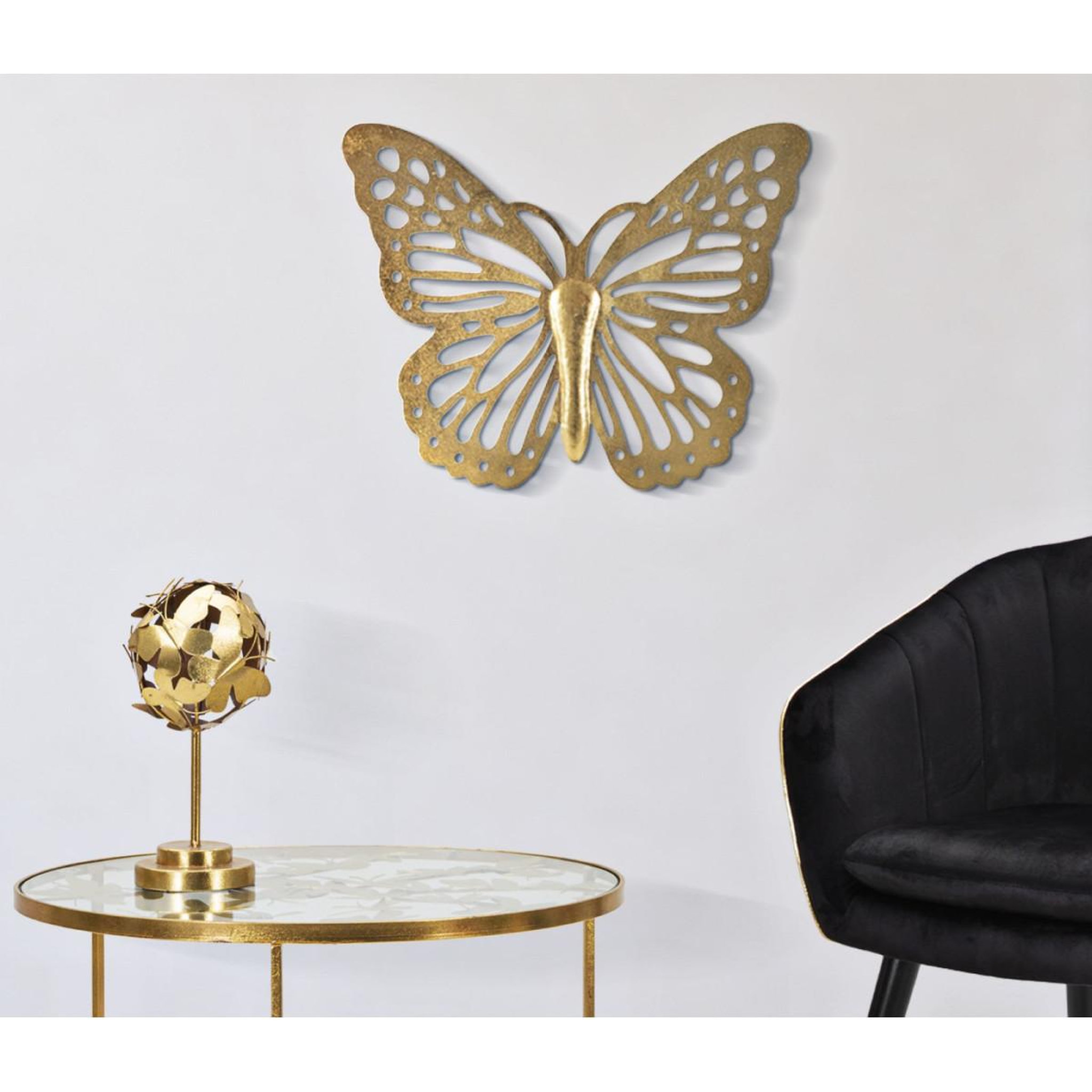 Voir la diapositive 5 : Paris Prix Décoration murale en métal  butterfly uni  43cm or