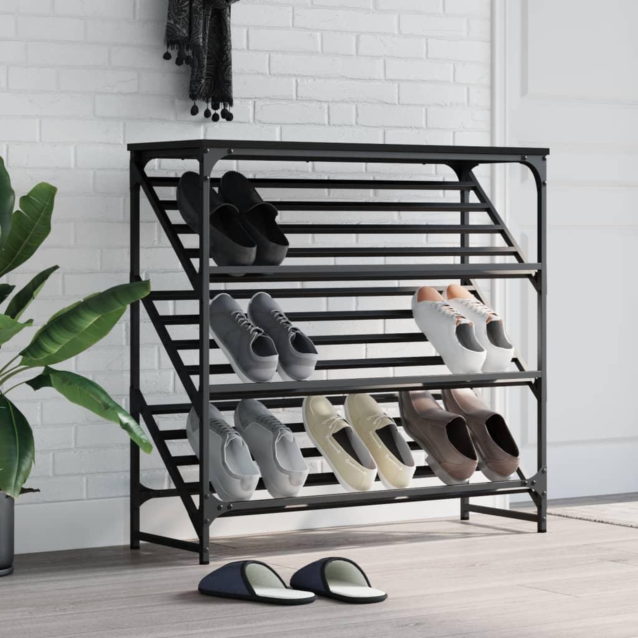 VIDAXL Etagere a chaussures noir 90x30x85 cm bois d'ingenierie