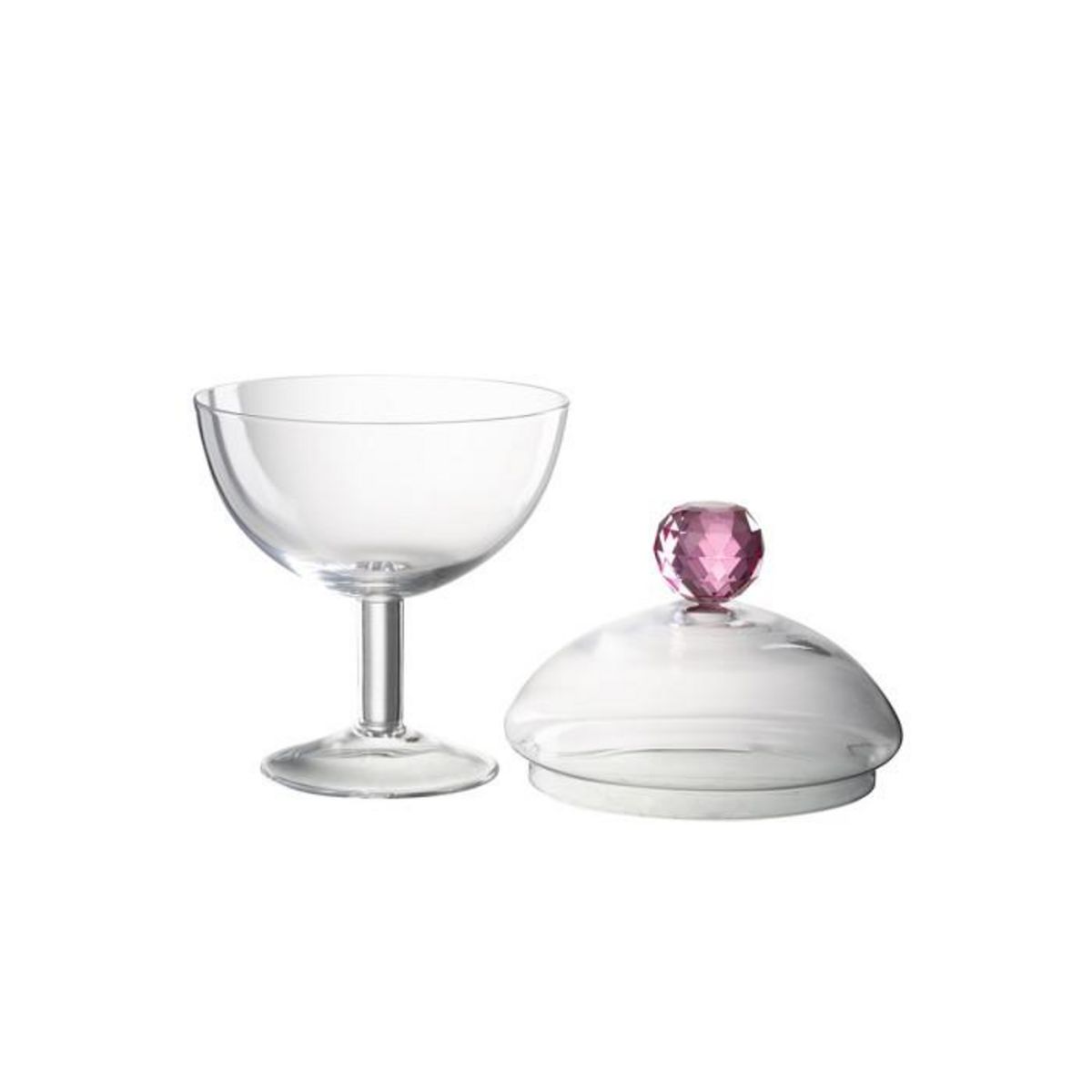 Paris Prix Bonbonnière en Verre  Diamond  25cm Transparent & Rose