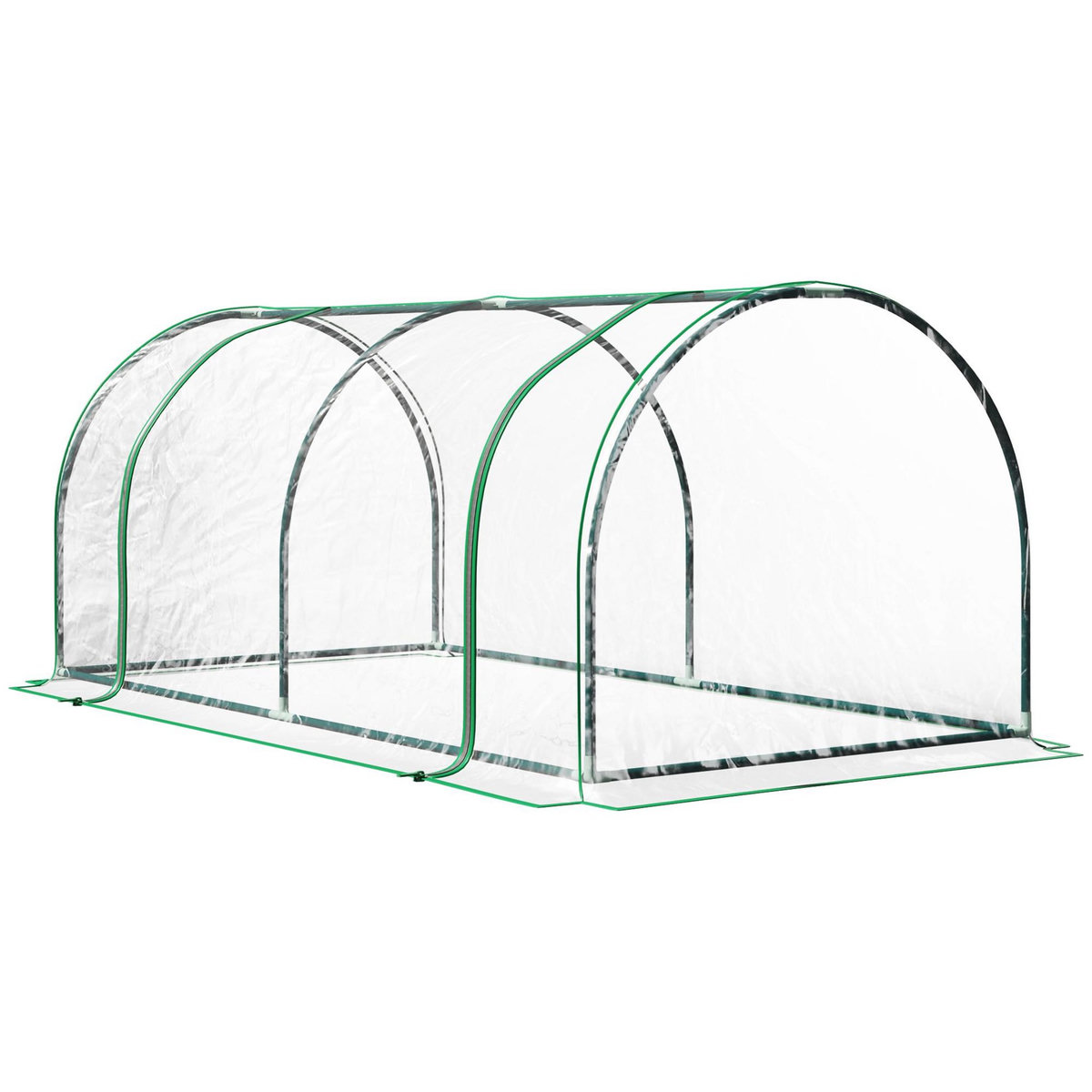 OUTSUNNY Serre de jardin tunnel serre à tomates dim. 2L x 1l x 0,8H m 2 portes zippées bâche PVC transparent acier époxy vert
