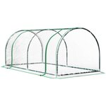 OUTSUNNY Serre de jardin tunnel serre à tomates dim. 2L x 1l x 0,8H m 2 portes zippées bâche PVC transparent acier époxy vert