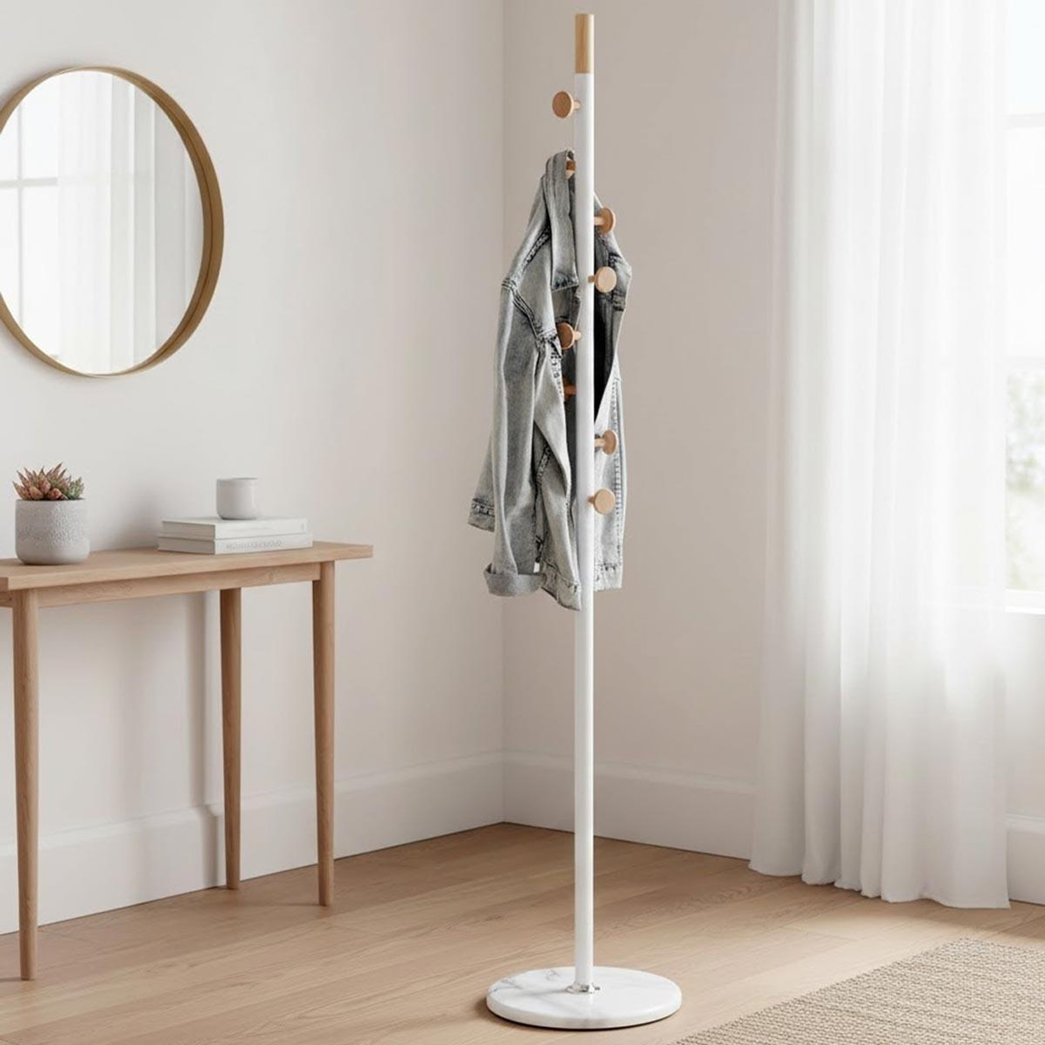 Voir la diapositive 3 : Paris Prix Porte-manteau en marbre  tahia  178cm blanc & naturel