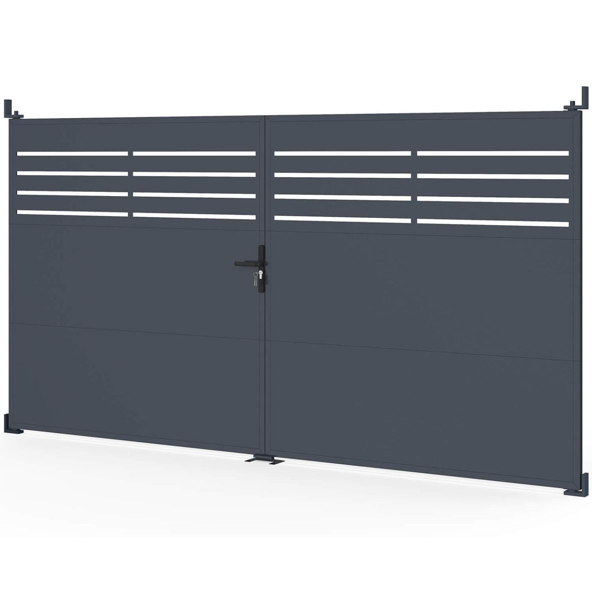 ID MARKET Portail battant 300 x 160 cm en acier ajouré gris anthracite
