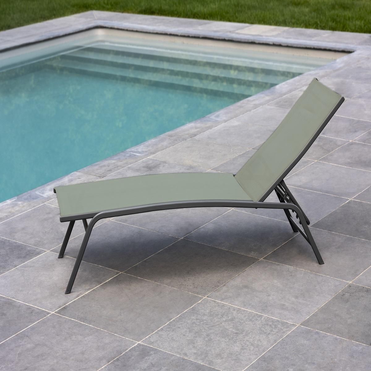 GARDENSTAR Bain de soleil multipositions - Acier et textilène - Vert iceberg