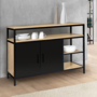 Voir la diapositive 2 : ID MARKET Buffet bas 2 portes noires 100 cm BOSTON design industriel