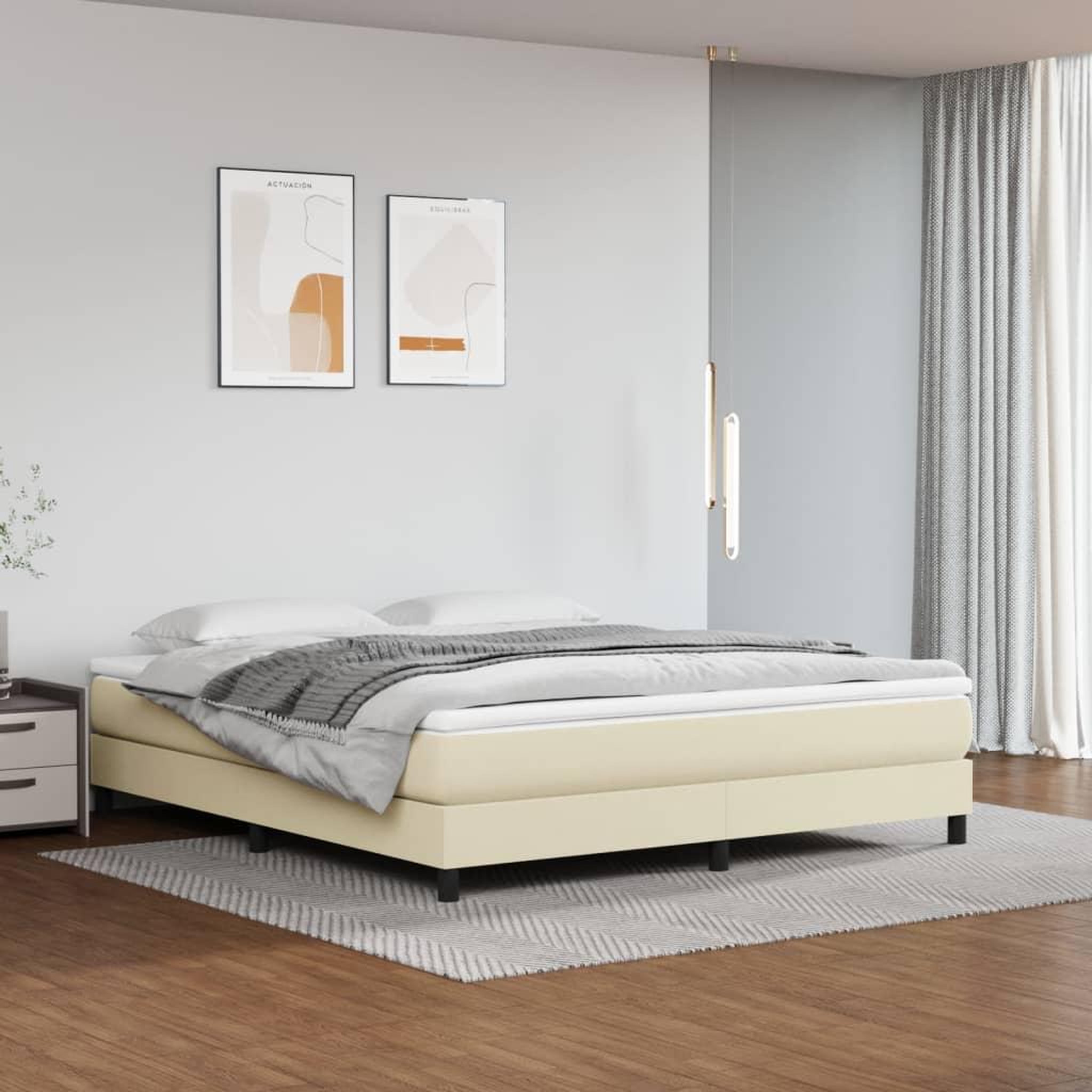 VIDAXL Cadre de lit Creme 160x200 cm Similicuir