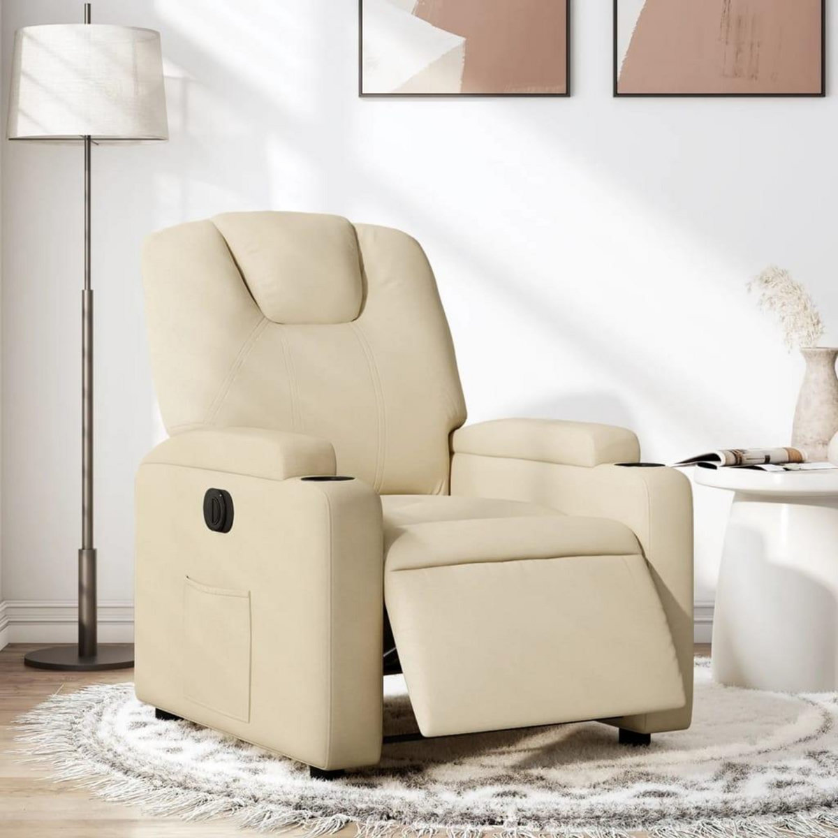 VIDAXL Fauteuil inclinable electrique Creme Tissu
