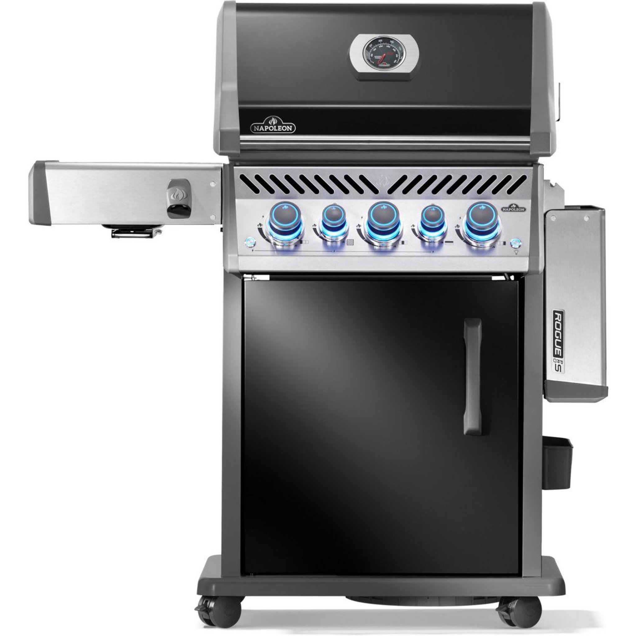Voir la diapositive 2 : NAPOLEON Barbecue gaz rogue rps425rsibpk2frr noir 5 bruleurs sur chariot,  60x45 cm bruleurs latéral et arrière infrarouge