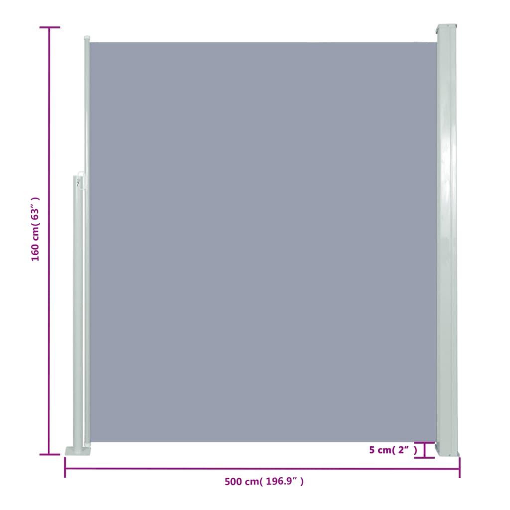 Voir la diapositive 6 : VIDAXL Auvent lateral retractable 160 x 500 cm Gris