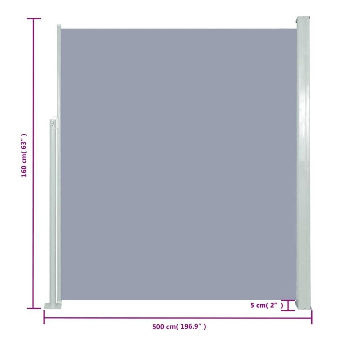VIDAXL Auvent lateral retractable 160 x 500 cm Gris