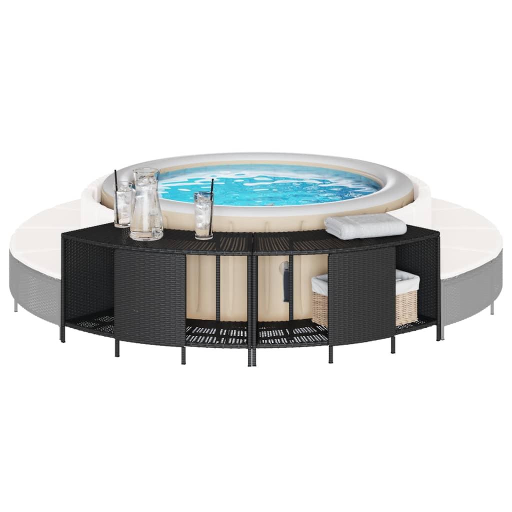 VIDAXL Etageres de rangement pour spa 2 pcs noir resine tressee