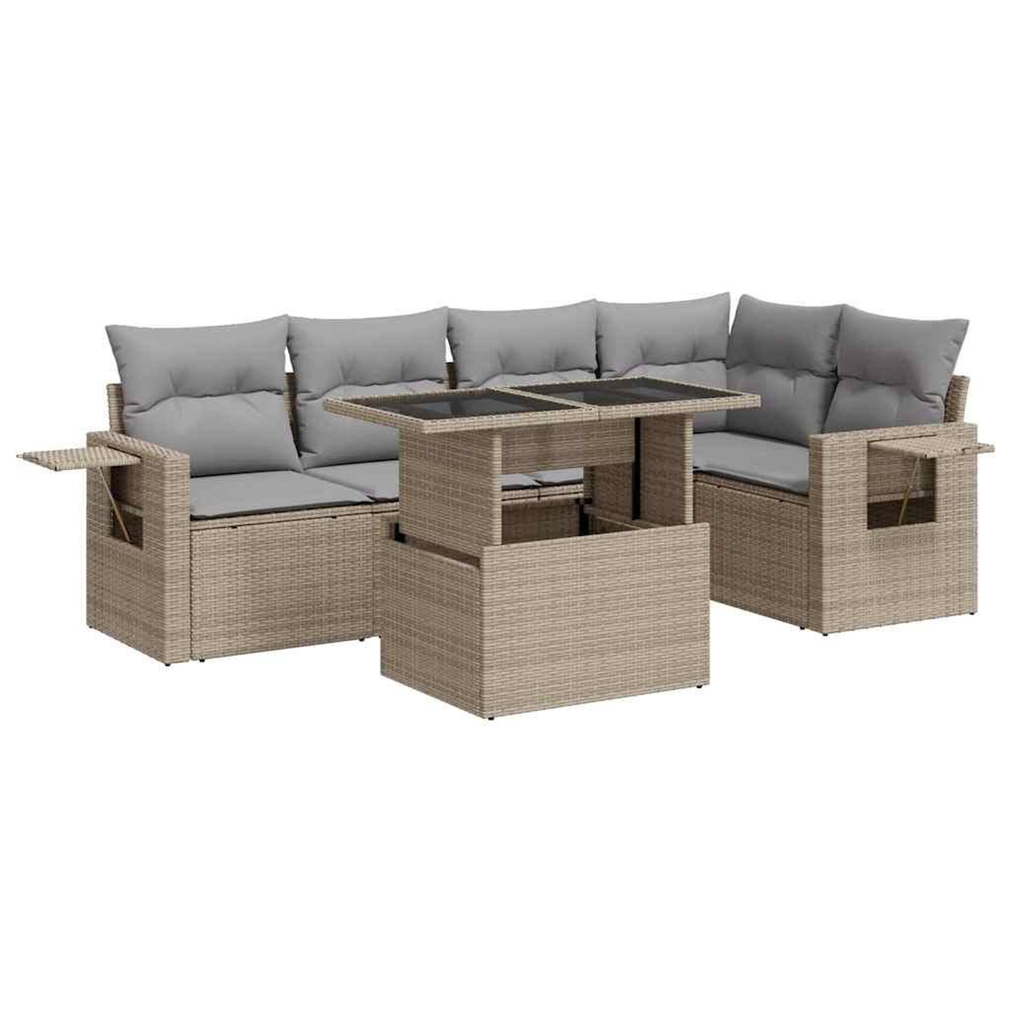 Voir la diapositive 2 : VIDAXL Salon de jardin avec coussins 6 pcs beige resine tressee