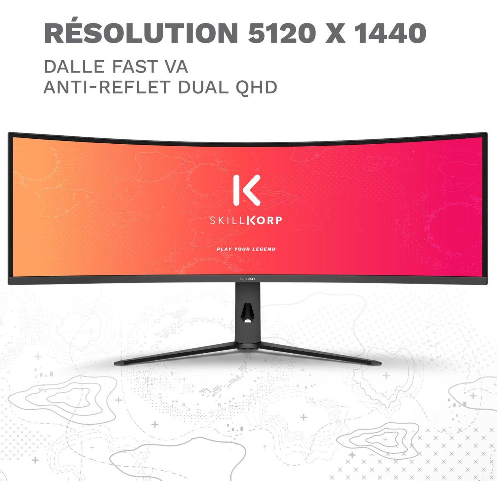 Voir la diapositive 2 : SKILLKORP Ecran pc gamer m49 progress 49  incurvé fast va uwqhd 180hz usb c 90w