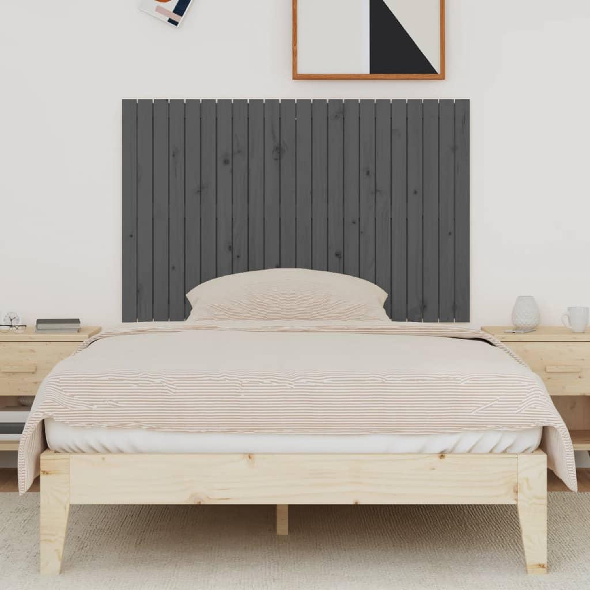 Voir la diapositive 3 : VIDAXL Tete de lit murale Gris 140x3x90 cm Bois massif de pin