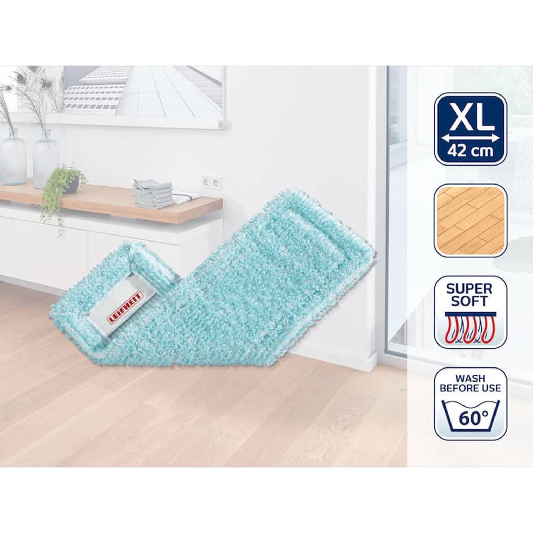 Voir la diapositive 4 : Leifheit Leifheit Tete de serpilliere Profi Extra Soft bleu 55116