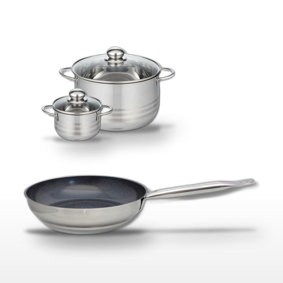 ELO Lot Poêle 24 cm & 2 Faitouts 12/24 cm Elo Profi Therm Platinum