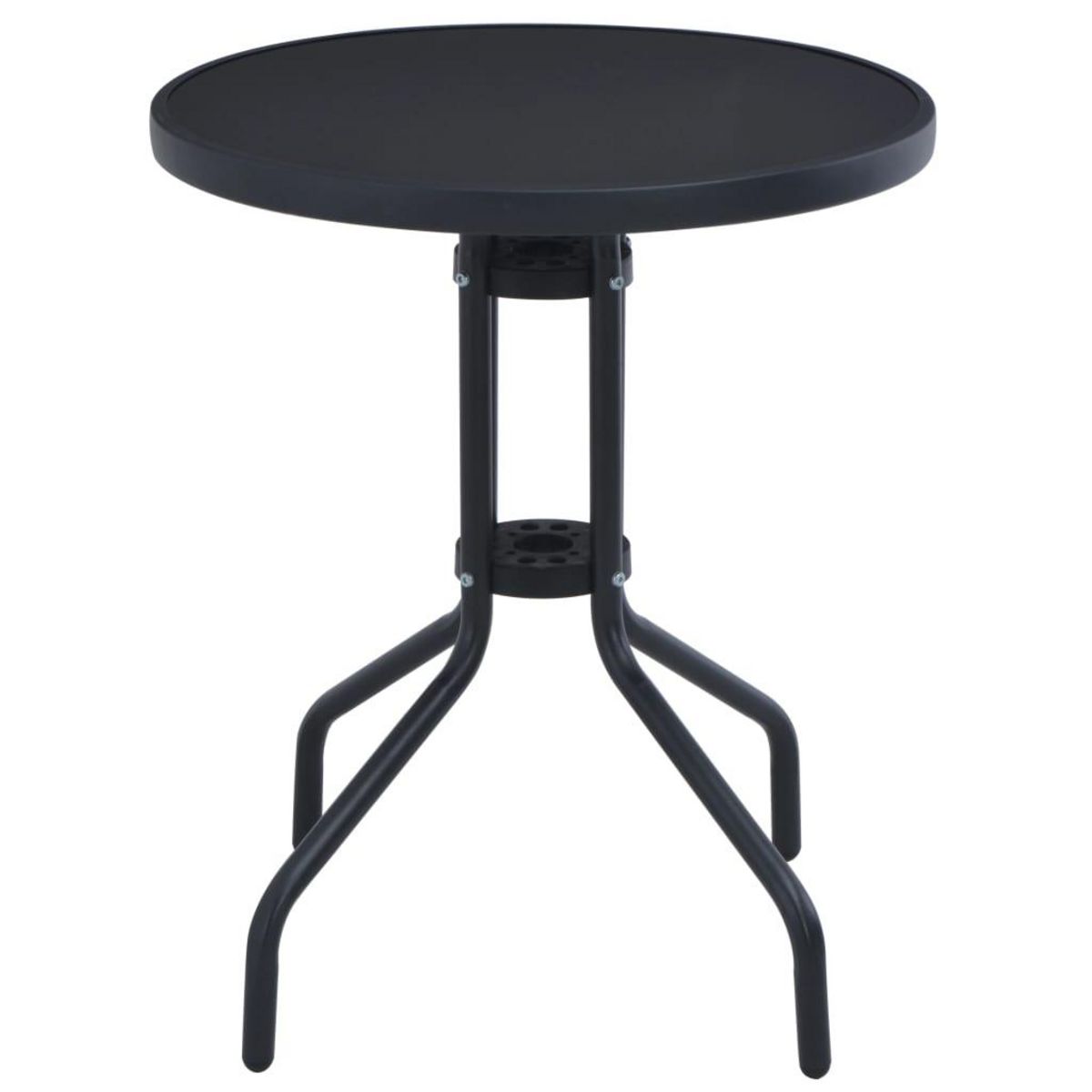VIDAXL Table de jardin Noir 60 cm Acier et verre