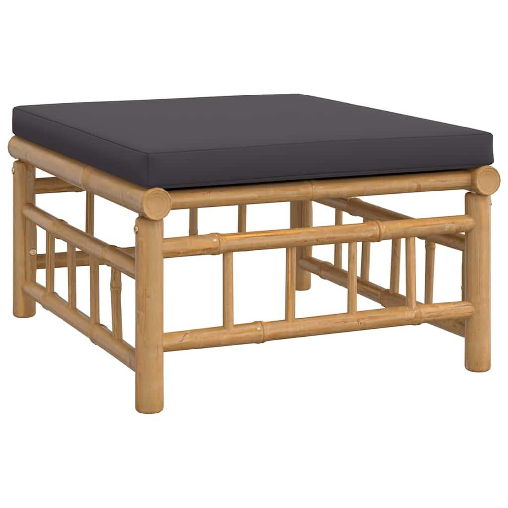 Voir la diapositive 2 : VIDAXL Repose-pieds de jardin avec coussin gris fonce bambou