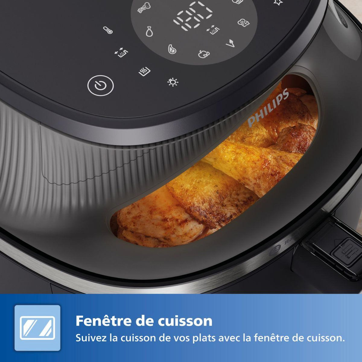 Philips Airfryer NA332/00 Friteuse sans huile avec fenêtre de cuisson Noir/Doré, Série 3000 6.2L