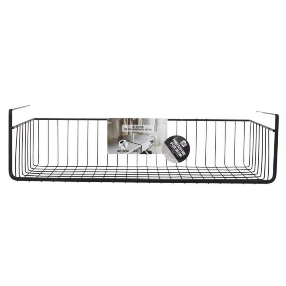 Paris Prix Panier de Rangement Suspendu  Filaire  56cm Noir