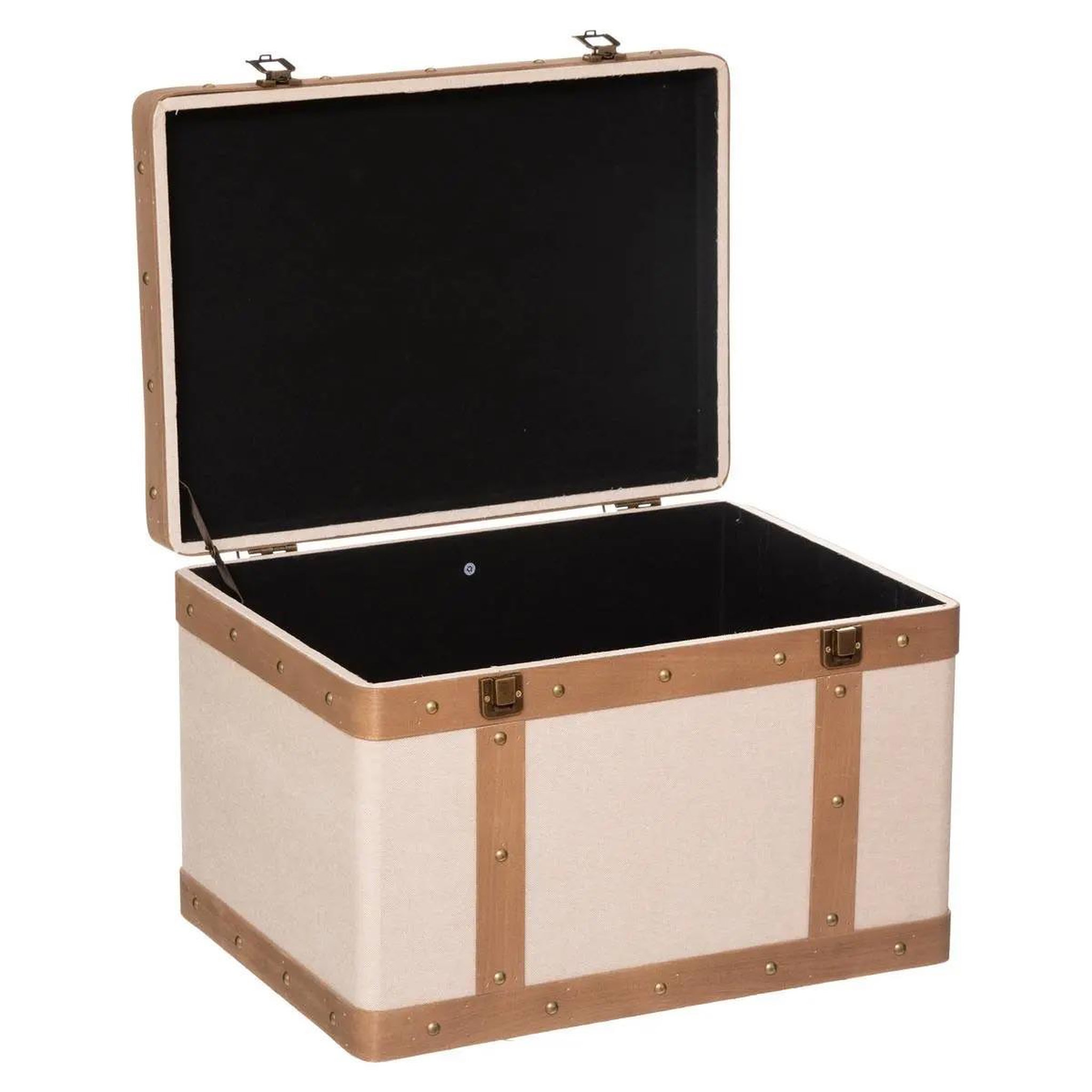 Voir la diapositive 2 : ATMOSPHERA Lot de 3 Malles Vintage  Norah  50cm Lin