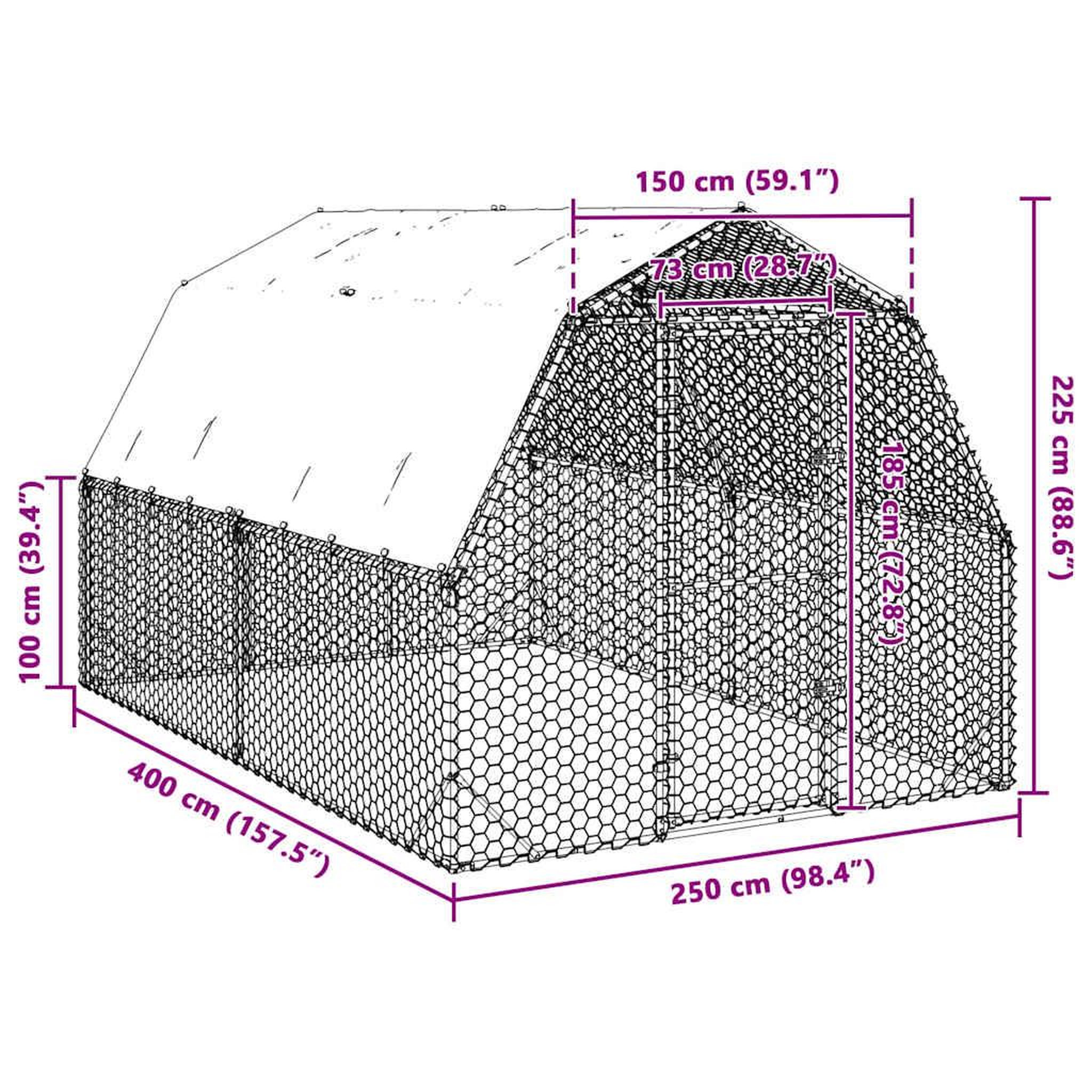 Voir la diapositive 6 : VIDAXL Poulailler avec toit 2,5x4x2,25 m acier galvanise