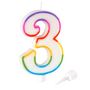 Voir la diapositive 2 : Paris Prix Bougie d'Anniversaire  Chiffre 3  10cm Multicolore