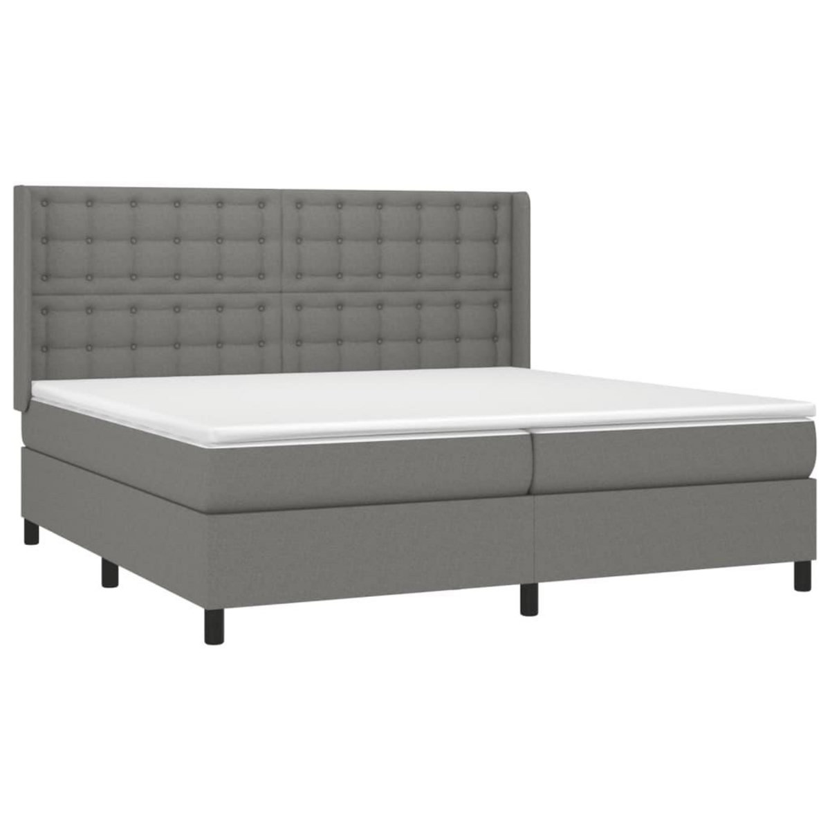 VIDAXL Sommier a lattes de lit avec matelas Gris fonce 200x200cm Tissu