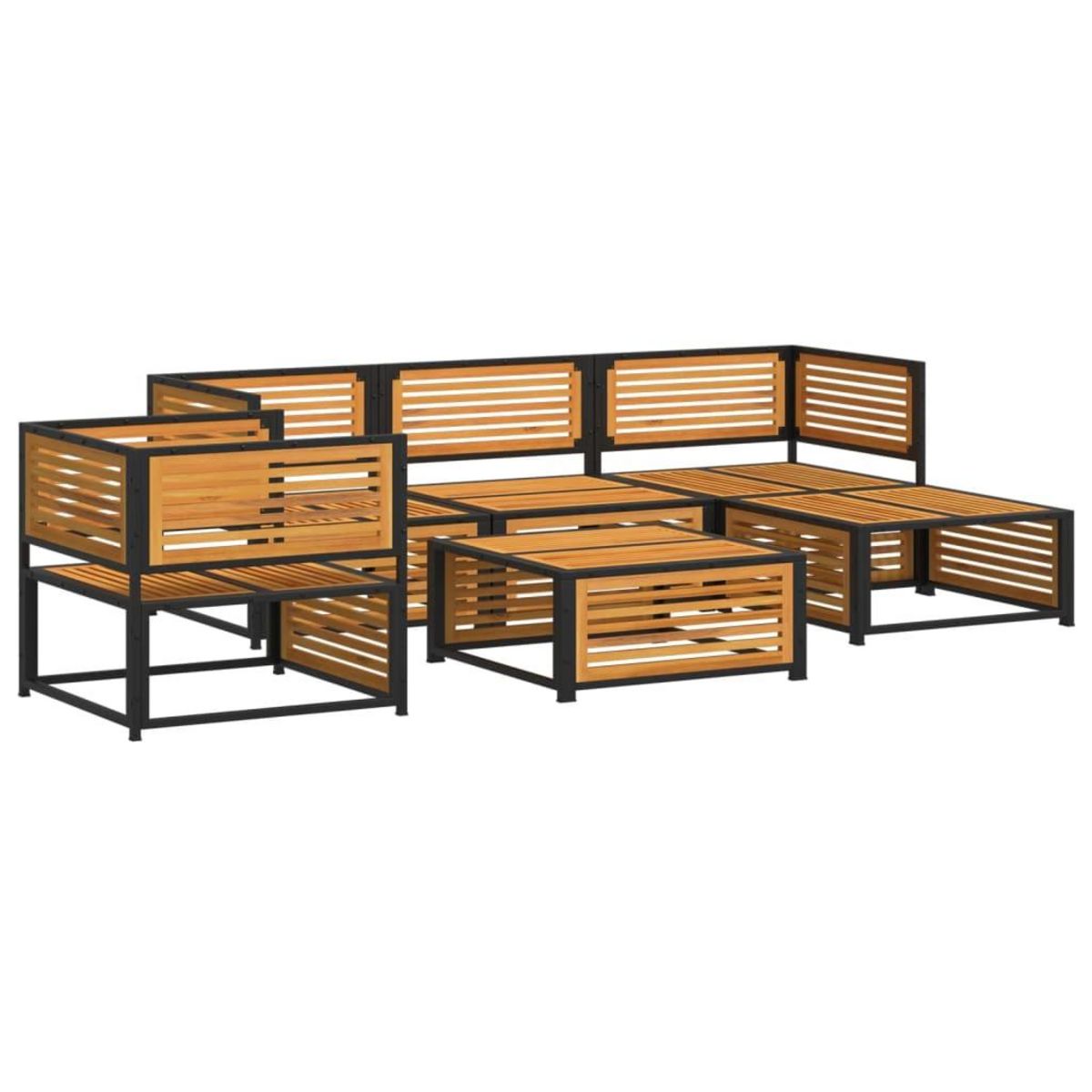 VIDAXL Salon de jardin avec coussins 6 pcs bois d'acacia solide