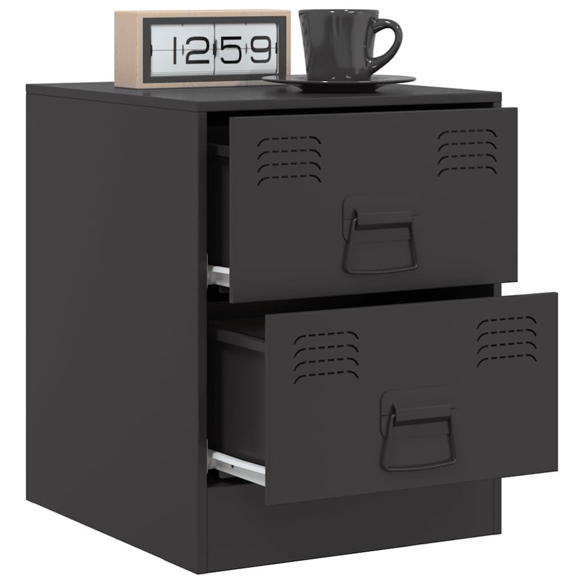 Voir la diapositive 4 : VIDAXL Tables de chevet 2 pcs noir 34,5x39x44 cm acier