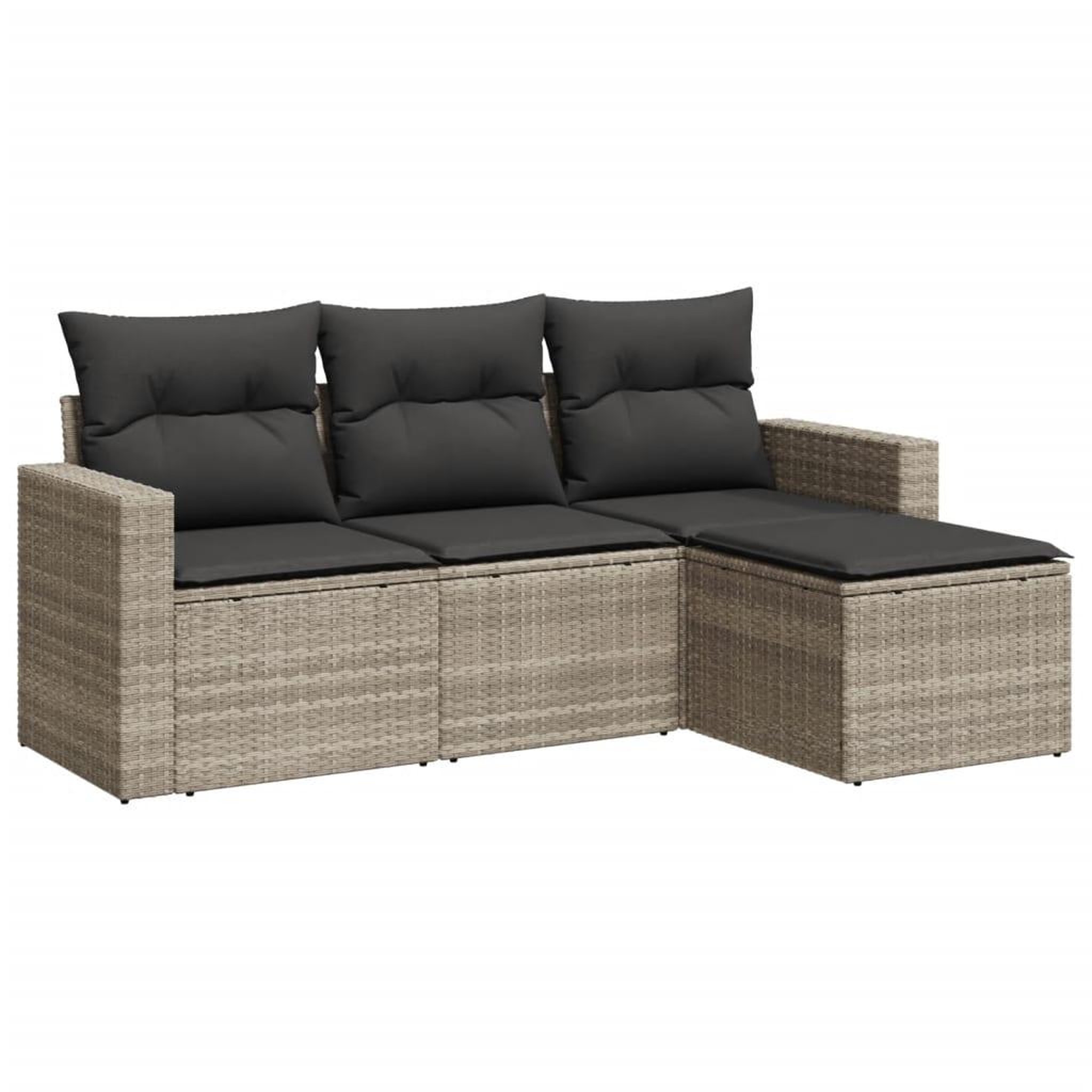 Voir la diapositive 2 : VIDAXL Salon de jardin 4 pcs avec coussins gris clair resine tressee