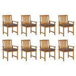VIDAXL Chaises de jardin avec coussins lot de 8 Bois d'acacia solide