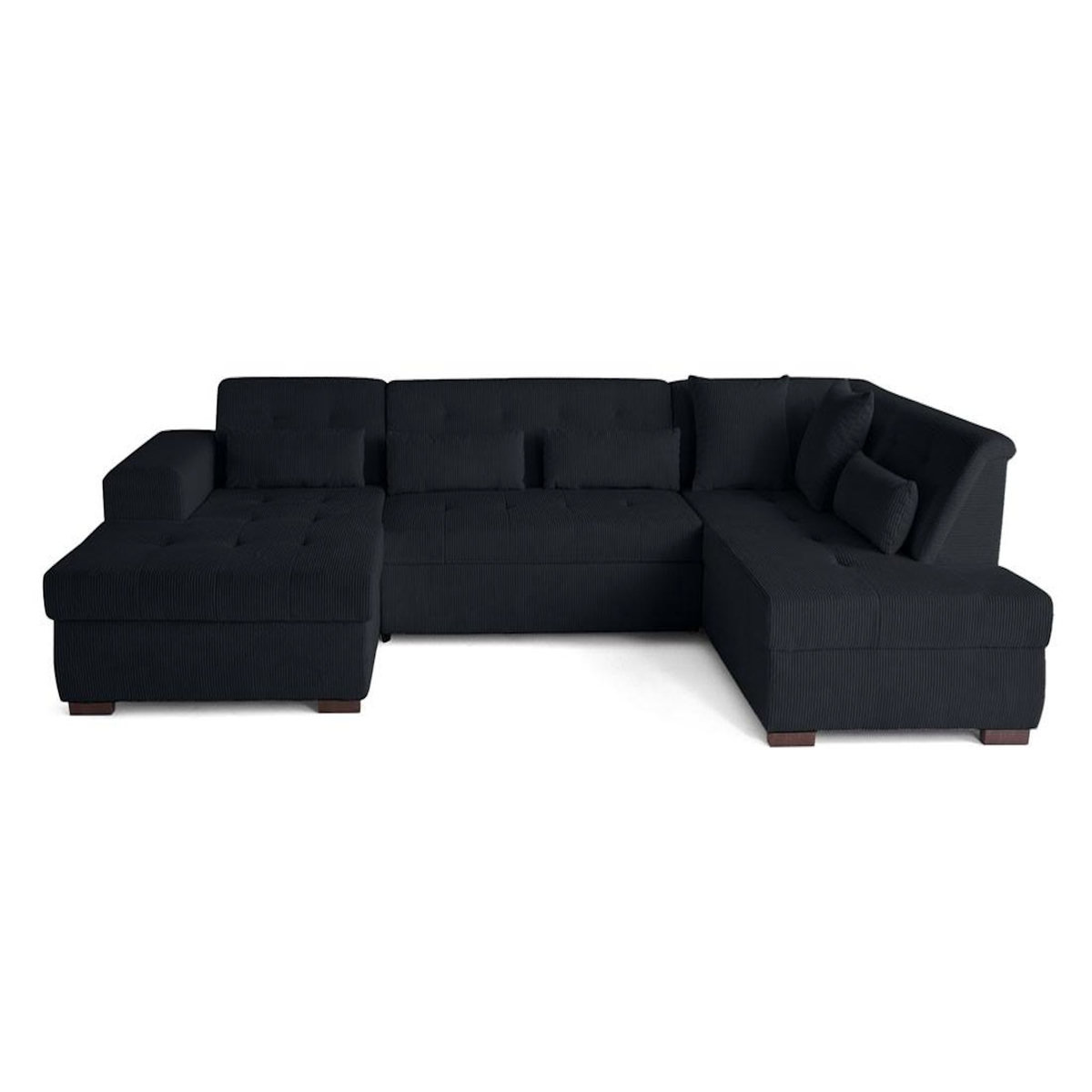 LISA DESIGN Vermont - canapé panoramique d'angle droit - 7 places - convertible avec coffre - en velours côtelé