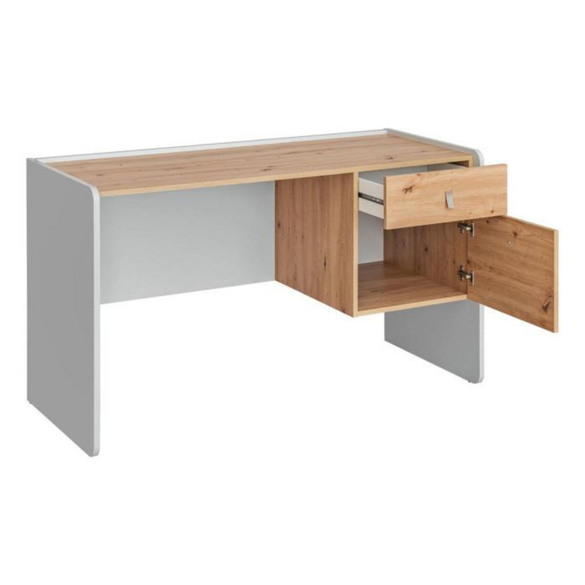 Paris Prix Bureau 1 Niche & 1 Tiroir  Vivero  134cm Gris & Naturel