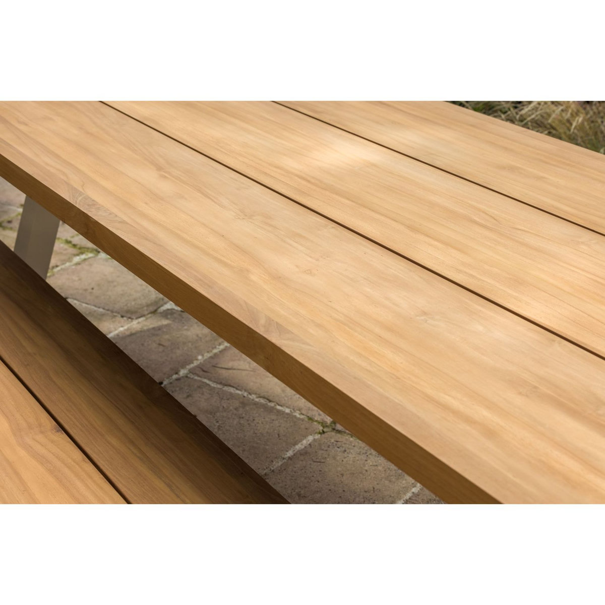 JARDILINE Table de jardin - 6/10 places - Aluminium/Bois - Blanc - SEYCHELLES