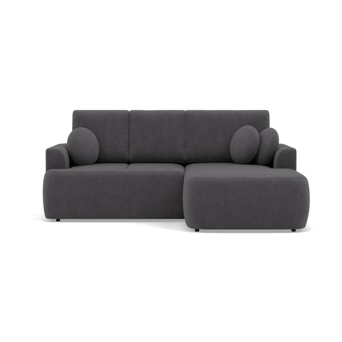 BEST MOBILIER Candela - canapé d'angle droit 4 places - convertible avec coffre - en tissu bouclette