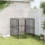 Voir la diapositive 3 : VIDAXL Parc pour chien 4 panneaux noir acier galvanise