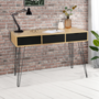 Voir la diapositive 2 : ID MARKET Bureau 3 tiroirs vintage NOEMI bois pied épingle