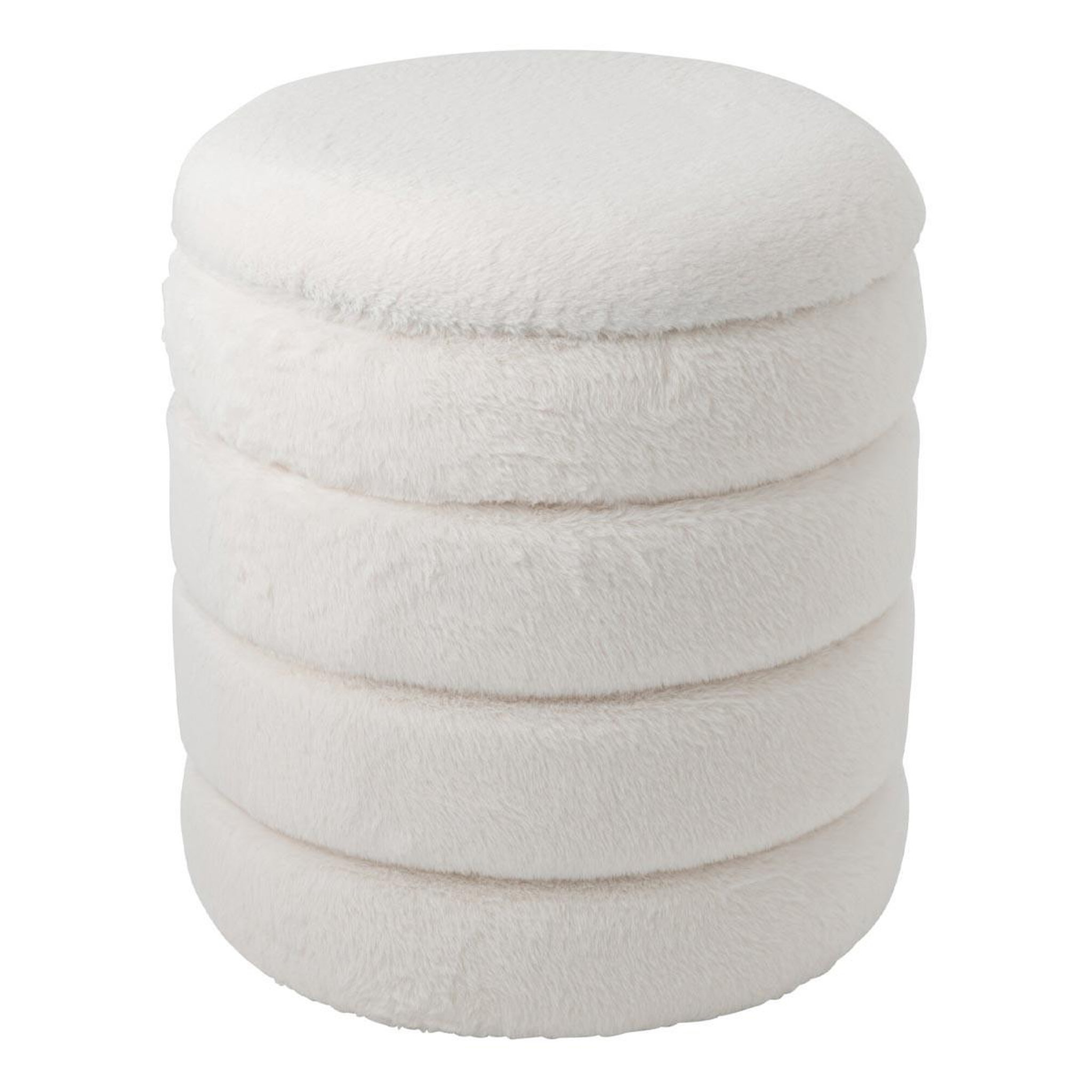 J-LINE Pouf coffre imitation fourrure  cotton  47cm blanc