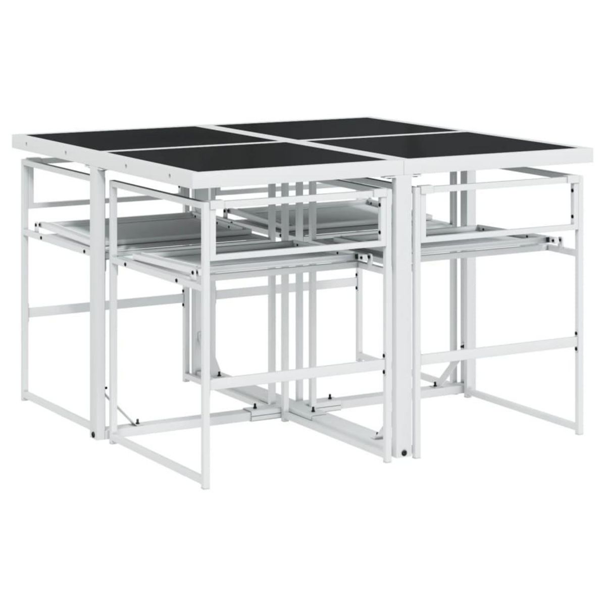 VIDAXL Ensemble a manger de jardin avec coussins 5 pcs blanc textilene