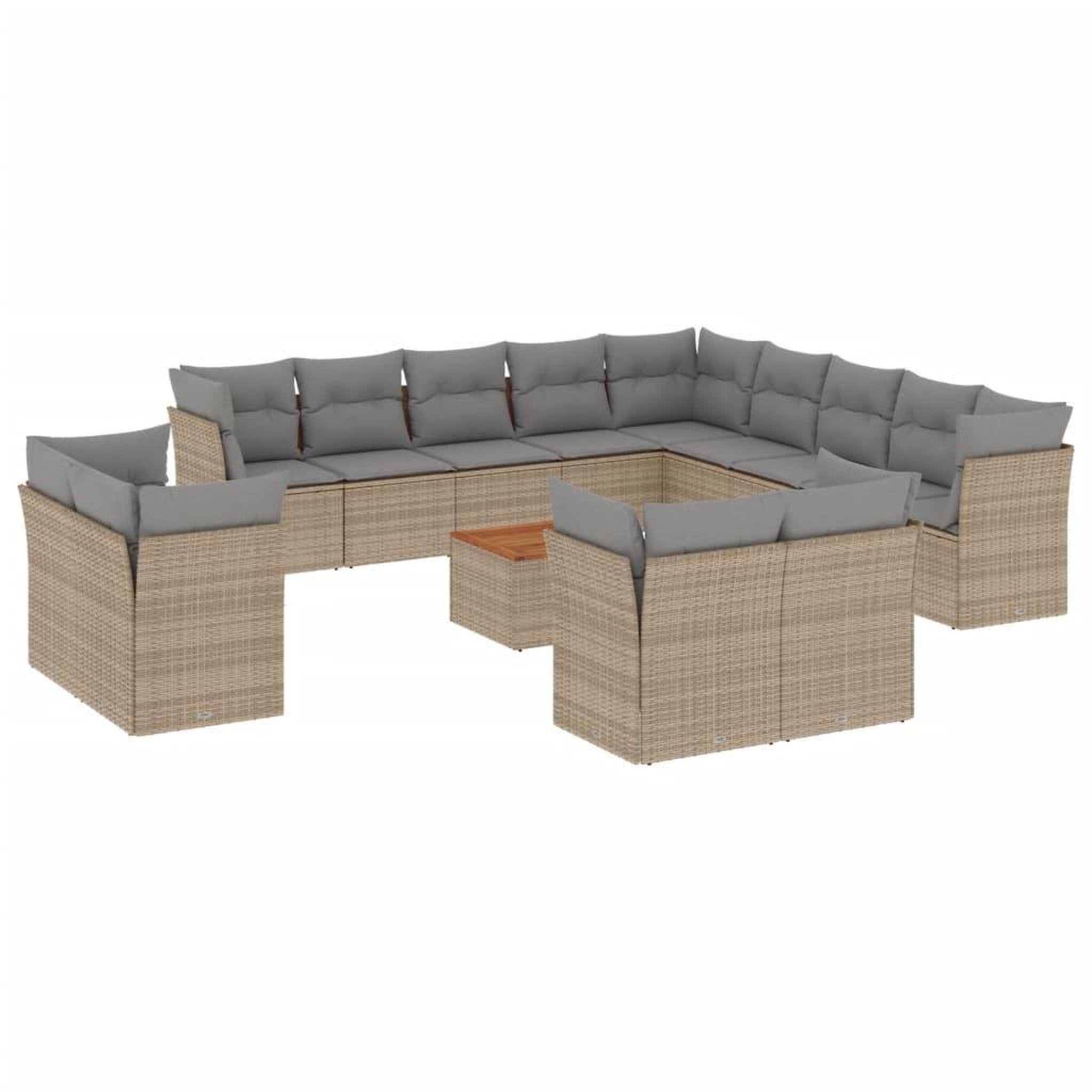 Voir la diapositive 2 : VIDAXL Salon de jardin avec coussins 14 pcs beige resine tressee