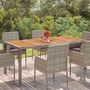 Voir la diapositive 1 : VIDAXL Table de jardin dessus en bois Gris 190x90x75 cm Resine tressee
